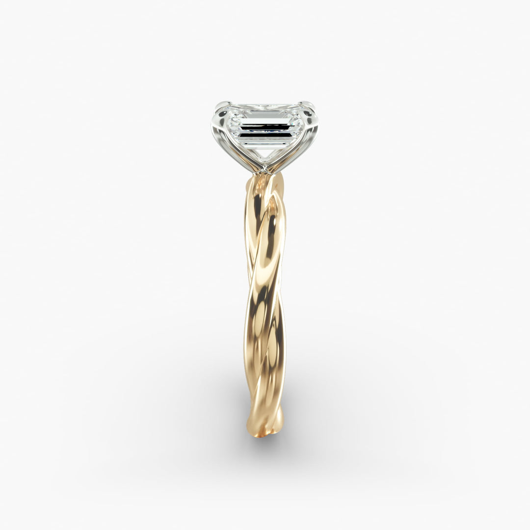 Emerald Cut Lab-Grown Diamond Twisted Band Ring | IGI Certified | 10K/14K/18K Gold