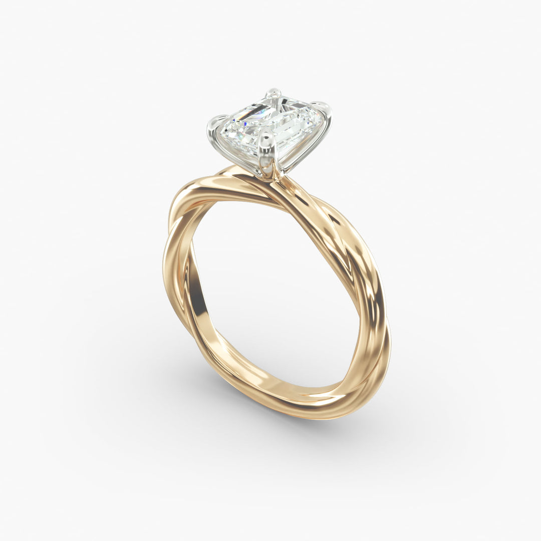 Emerald Cut Lab-Grown Diamond Twisted Band Ring | IGI Certified | 10K/14K/18K Gold