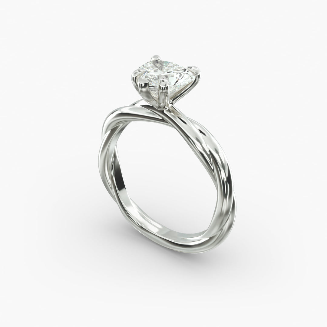 Heart Lab-Grown Diamond Ring – Twisted Rope Band | IGI Certified | 10K/14K/18K Gold