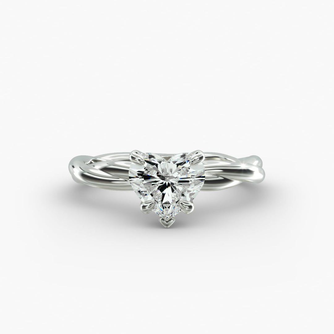 Heart Lab-Grown Diamond Ring – Twisted Rope Band | IGI Certified | 10K/14K/18K Gold