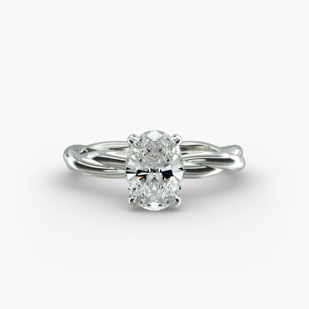 Oval Lab-Grown Diamond Ring – Double Twisted Band | IGI Certified | 10K/14K/18K Gold