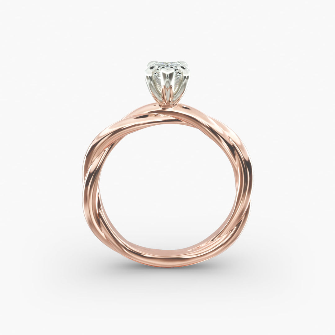 Pear Shape Lab-Grown Diamond Twisted Band Ring | IGI Certified | 10K/14K/18K Gold