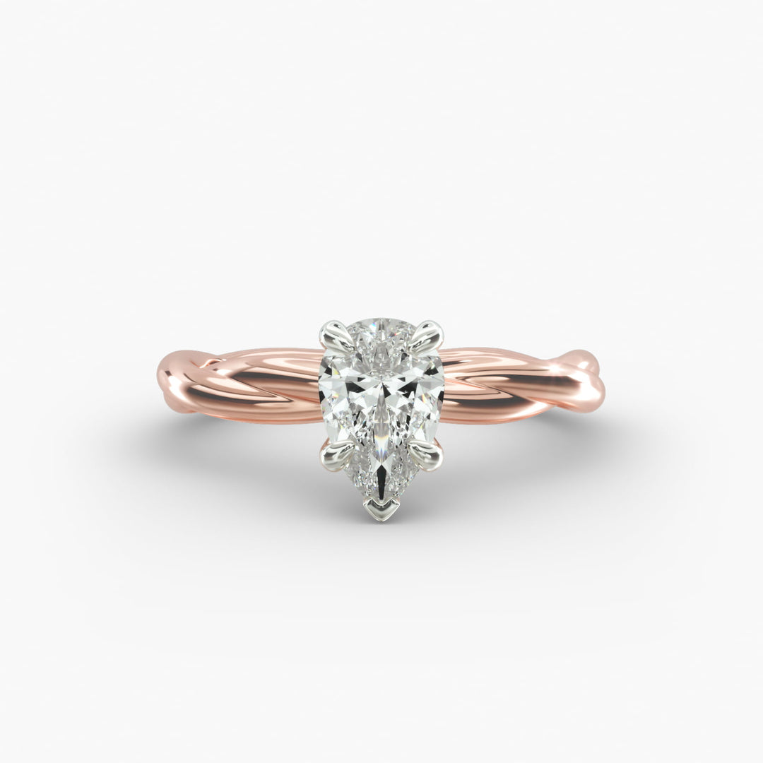 Pear Shape Lab-Grown Diamond Twisted Band Ring | IGI Certified | 10K/14K/18K Gold