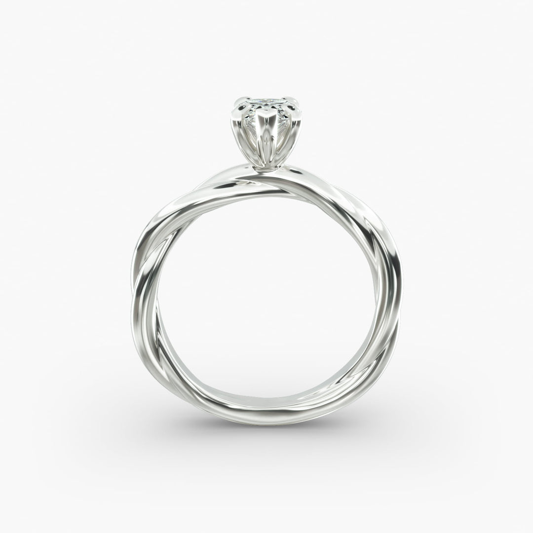 Pear Shape Lab-Grown Diamond Twisted Band Ring | IGI Certified | 10K/14K/18K Gold