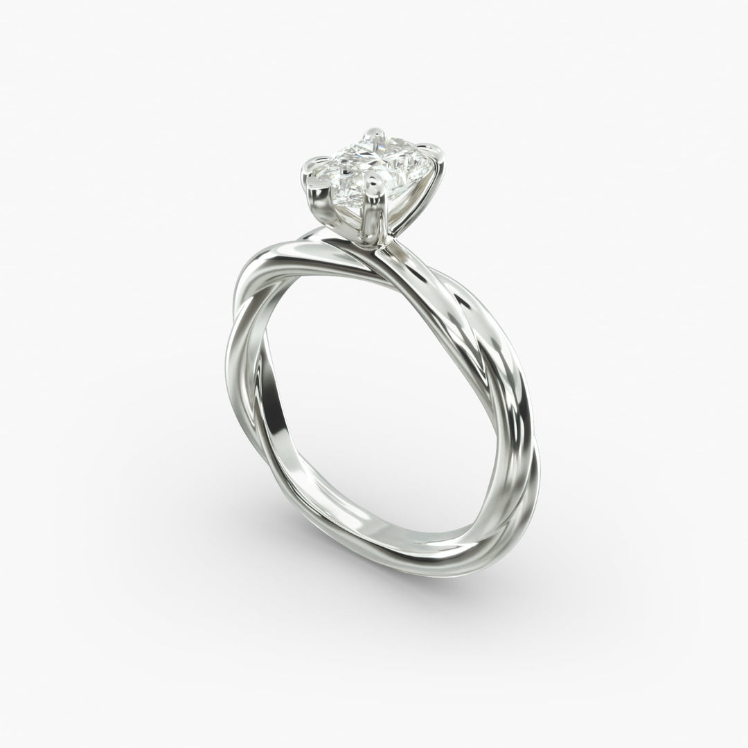 Pear Shape Lab-Grown Diamond Twisted Band Ring | IGI Certified | 10K/14K/18K Gold