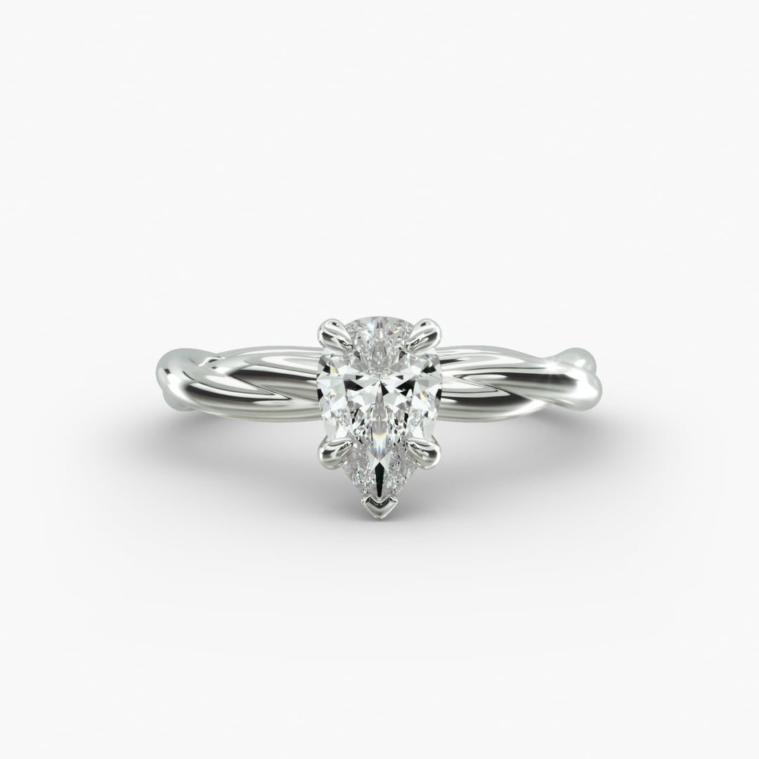 Pear Shape Lab-Grown Diamond Twisted Band Ring | IGI Certified | 10K/14K/18K Gold
