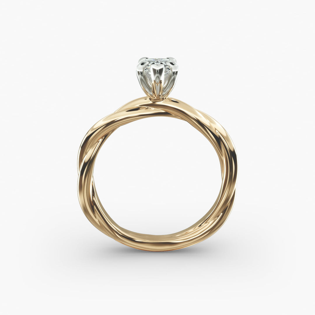 Pear Shape Lab-Grown Diamond Twisted Band Ring | IGI Certified | 10K/14K/18K Gold