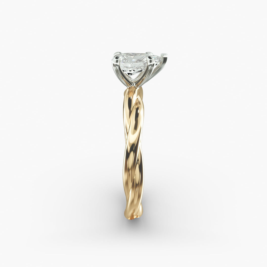 Pear Shape Lab-Grown Diamond Twisted Band Ring | IGI Certified | 10K/14K/18K Gold