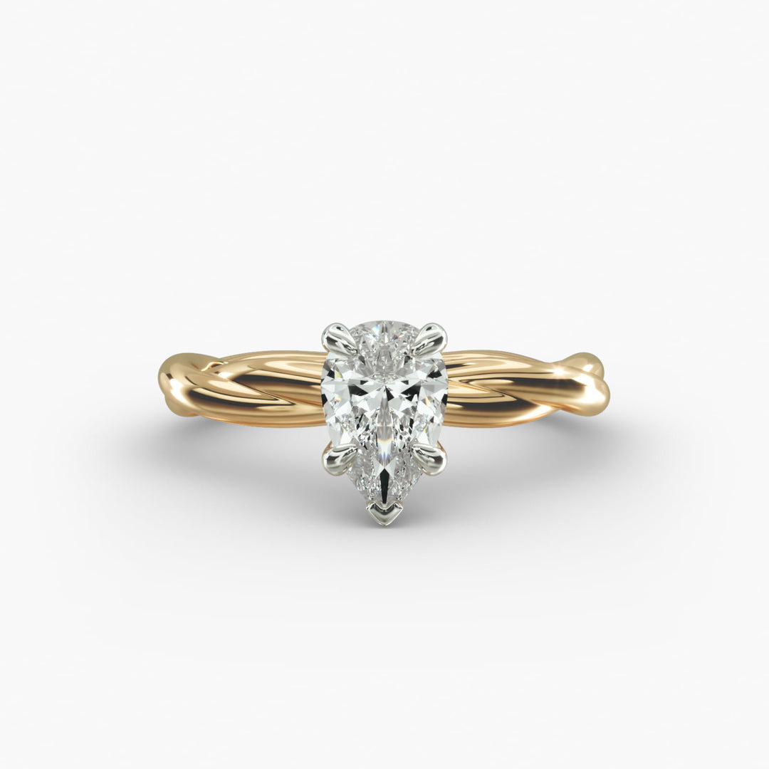 Pear Shape Lab-Grown Diamond Twisted Band Ring | IGI Certified | 10K/14K/18K Gold