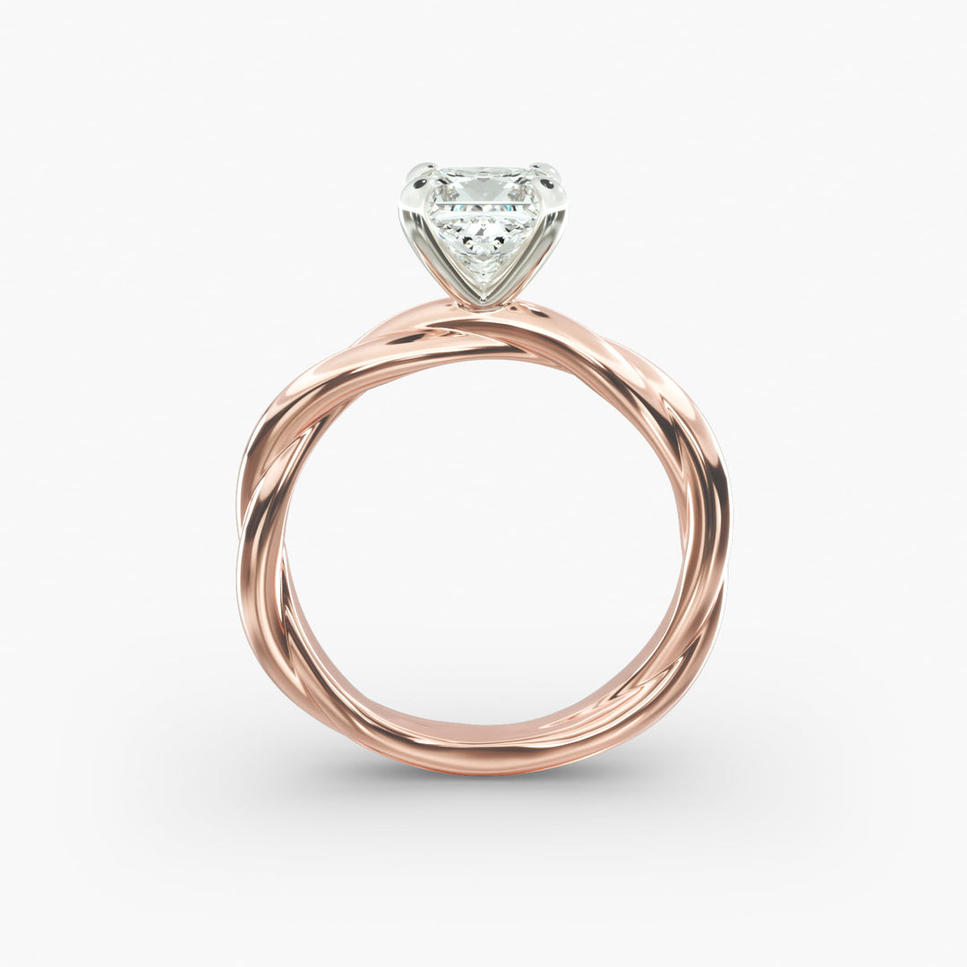 Princess Cut Rope Style Lab-Grown Diamond Ring | 0.50–5.00 Carat | IGI Certified | Yellow, White, Rose Gold