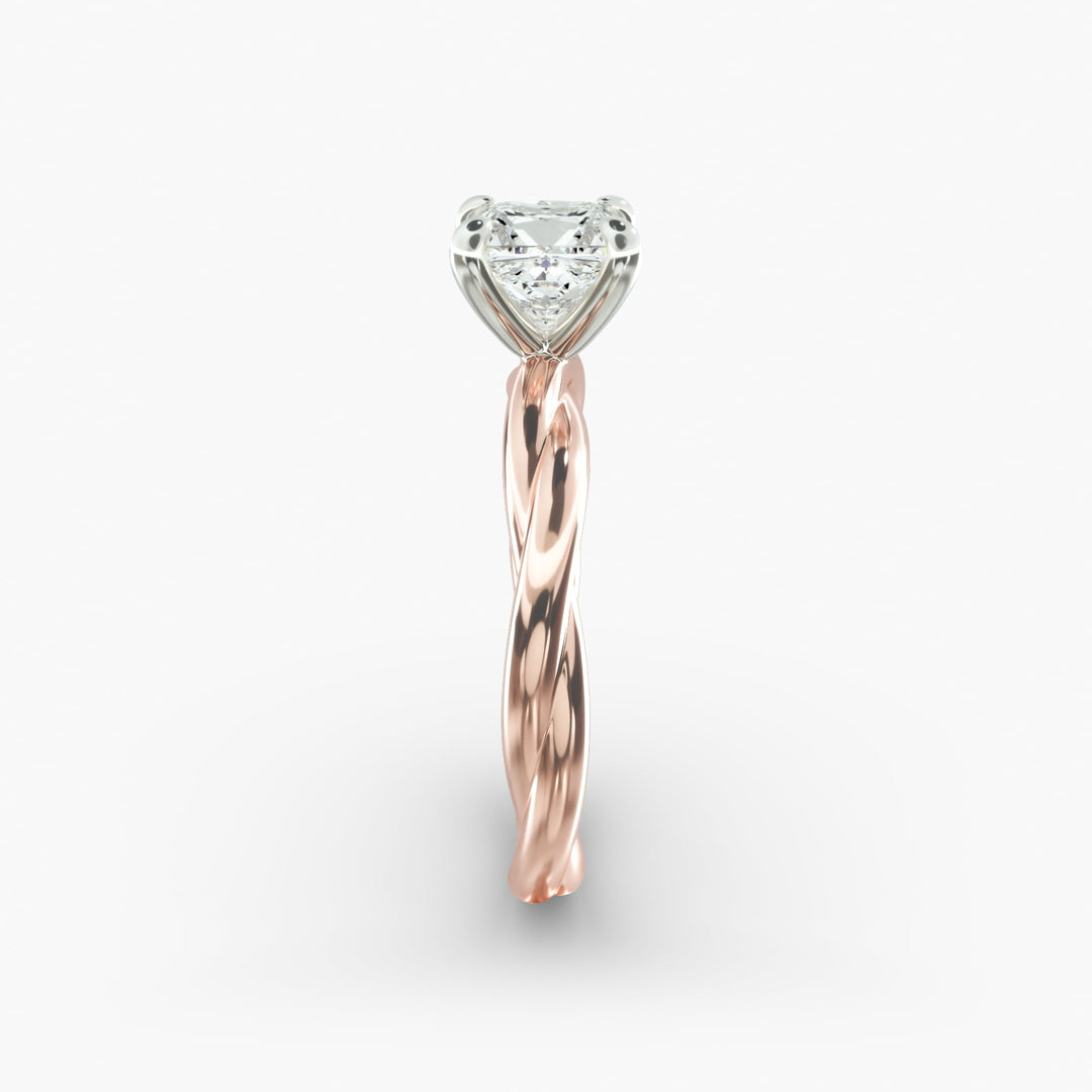 Princess Cut Rope Style Lab-Grown Diamond Ring | 0.50–5.00 Carat | IGI Certified | Yellow, White, Rose Gold