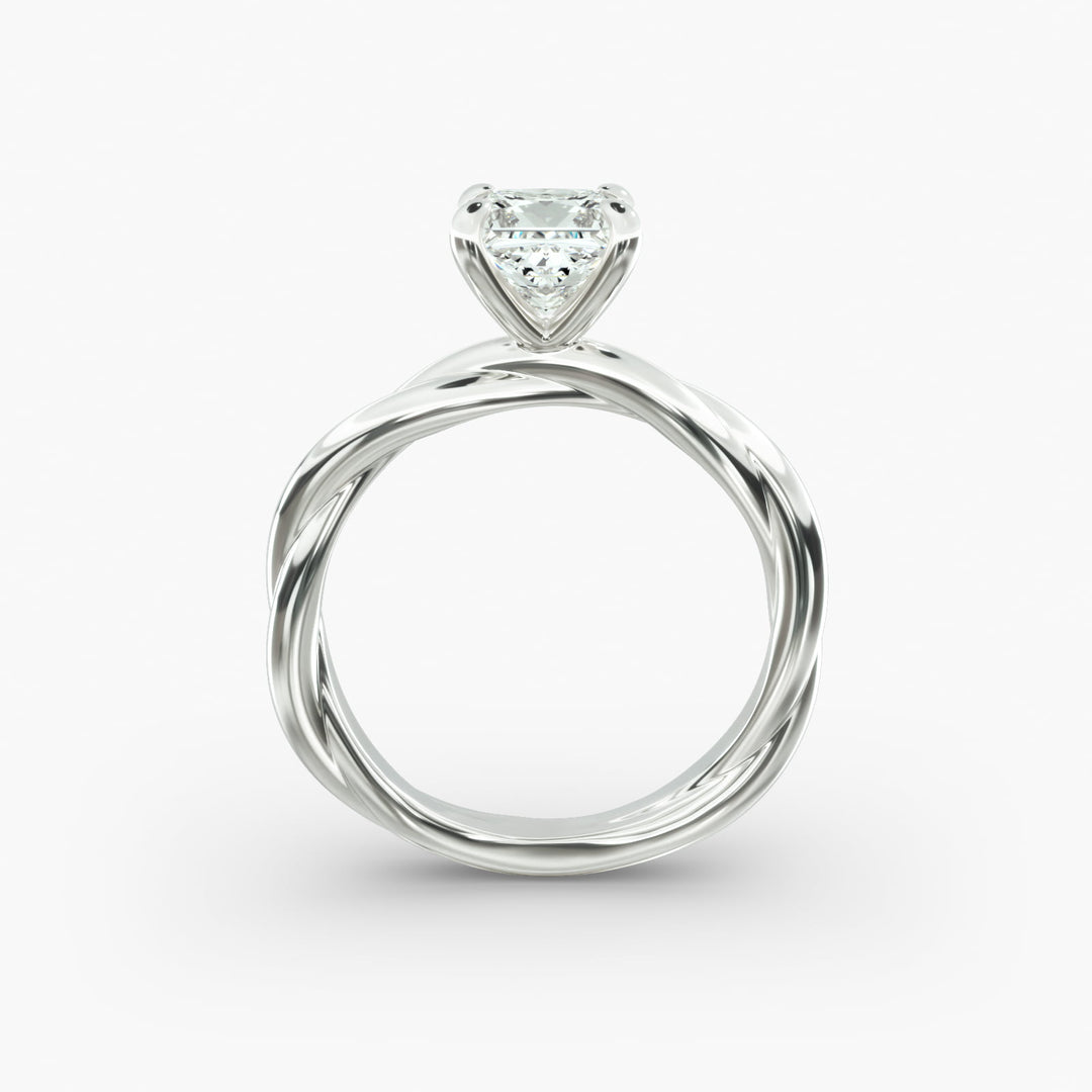 Princess Cut Rope Style Lab-Grown Diamond Ring | 0.50–5.00 Carat | IGI Certified | Yellow, White, Rose Gold