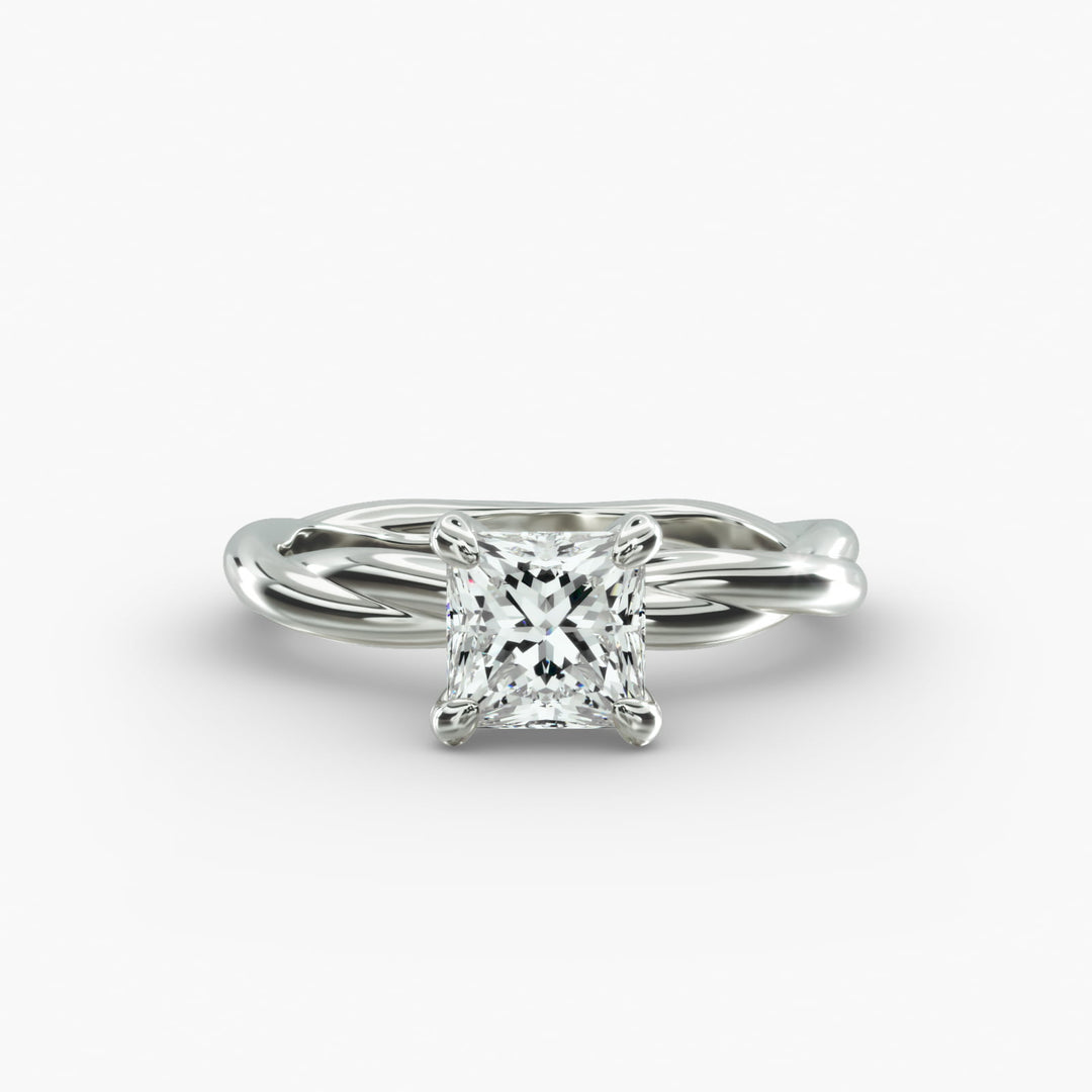 Princess Cut Rope Style Lab-Grown Diamond Ring | 0.50–5.00 Carat | IGI Certified | Yellow, White, Rose Gold