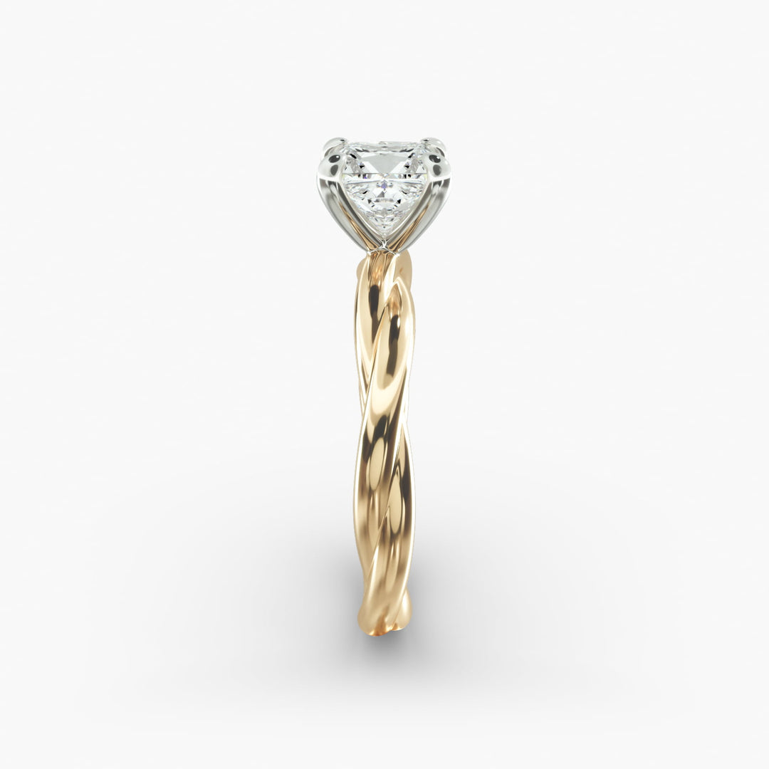 Princess Cut Rope Style Lab-Grown Diamond Ring | 0.50–5.00 Carat | IGI Certified | Yellow, White, Rose Gold