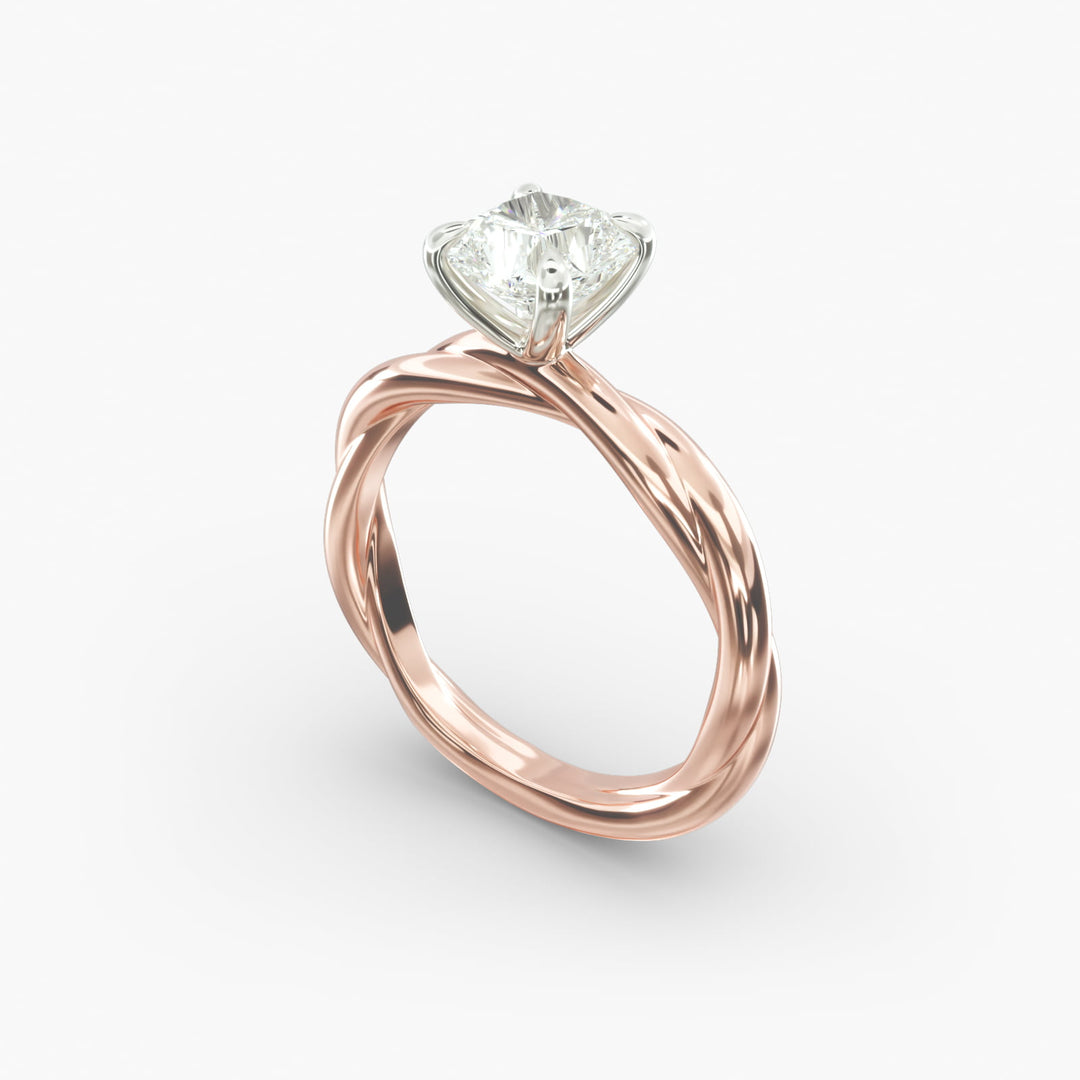 Radiant Cut Lab-Grown Diamond Twisted Band Ring | IGI Certified | 10K/14K/18K Gold