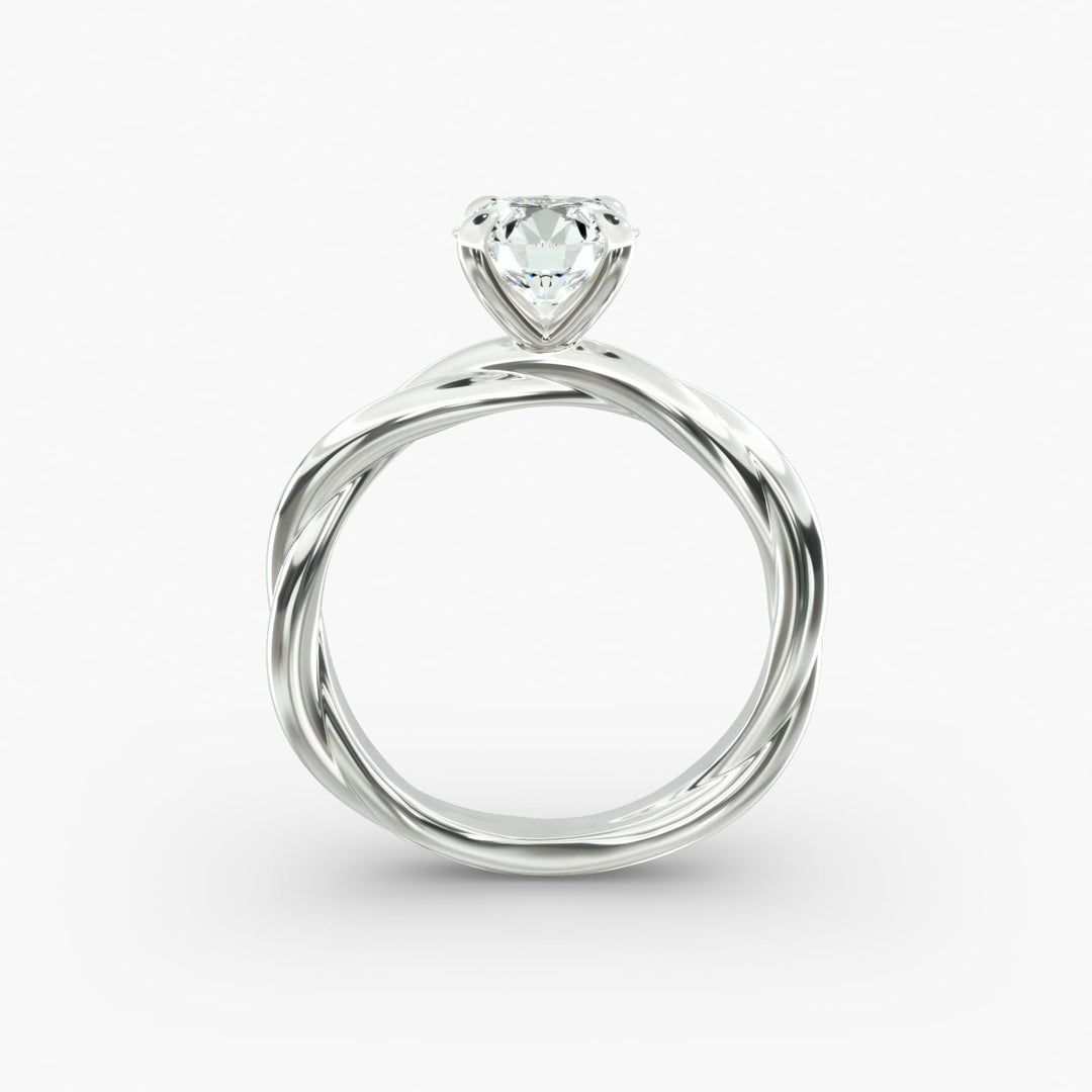 Round Brilliant Lab-Grown Diamond 4-Prong Extra-Twisted Band Ring | IGI Certified | 10K/14K/18K Gold