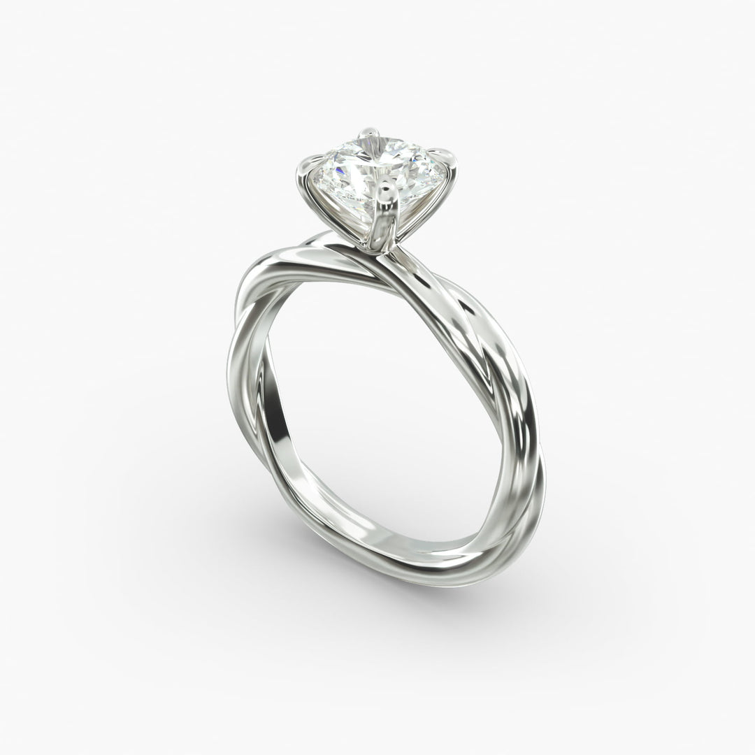 Round Brilliant Lab-Grown Diamond 4-Prong Extra-Twisted Band Ring | IGI Certified | 10K/14K/18K Gold