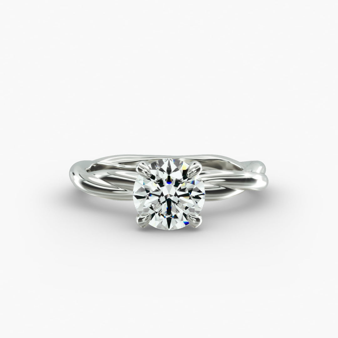 Round Brilliant Lab-Grown Diamond 4-Prong Extra-Twisted Band Ring | IGI Certified | 10K/14K/18K Gold