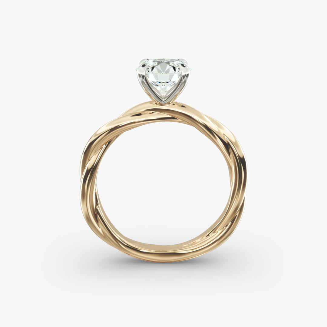 Round Brilliant Lab-Grown Diamond 4-Prong Extra-Twisted Band Ring | IGI Certified | 10K/14K/18K Gold