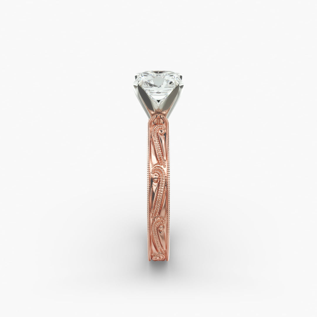 Cushion Lab-Grown Diamond Ring – Milgrain Band Design | IGI Certified | 10K/14K/18K Gold