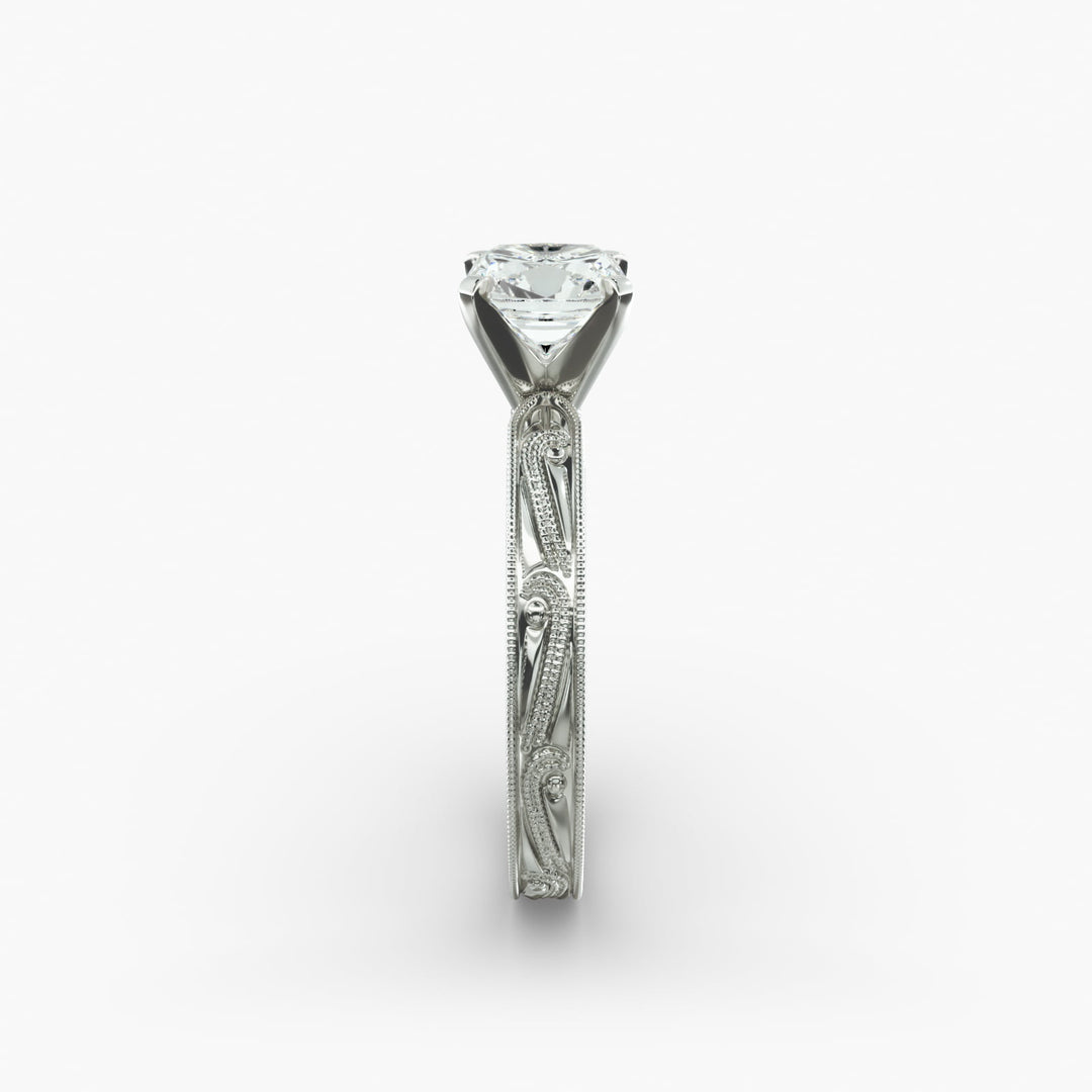 Cushion Lab-Grown Diamond Ring – Milgrain Band Design | IGI Certified | 10K/14K/18K Gold