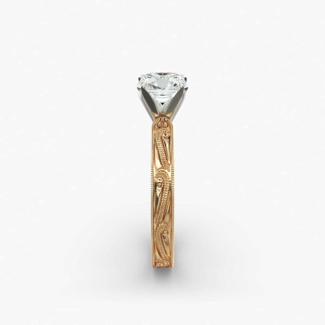 Cushion Lab-Grown Diamond Ring – Milgrain Band Design | IGI Certified | 10K/14K/18K Gold