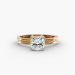 Load image into Gallery viewer, Cushion Lab-Grown Diamond Ring – Milgrain Band Design | IGI Certified | 10K/14K/18K Gold
