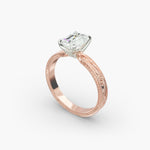 Load image into Gallery viewer, Emerald Lab-Grown Diamond Ring – Milgrain Band Design | IGI Certified | 10K/14K/18K Gold

