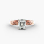 Load image into Gallery viewer, Emerald Lab-Grown Diamond Ring – Milgrain Band Design | IGI Certified | 10K/14K/18K Gold
