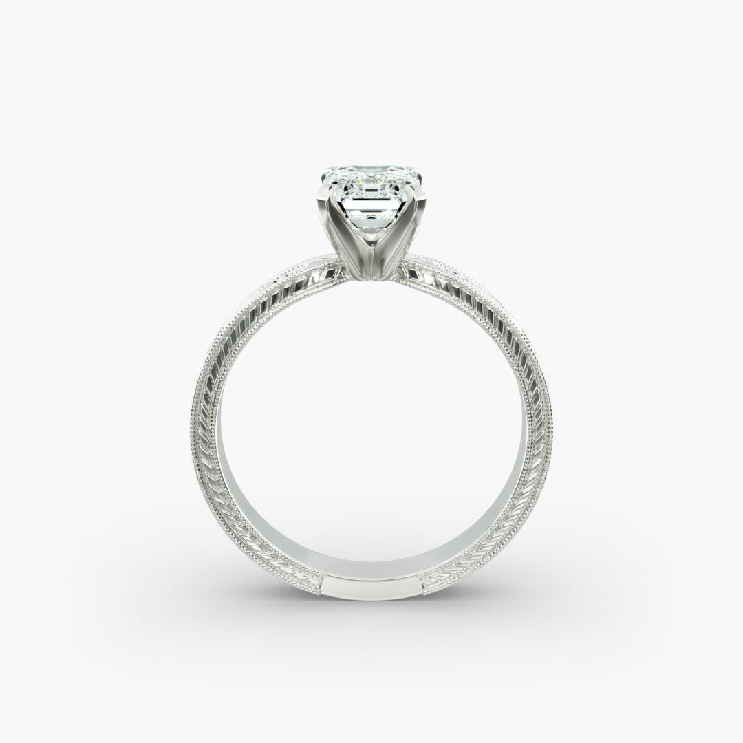 Emerald Lab-Grown Diamond Ring – Milgrain Band Design | IGI Certified | 10K/14K/18K Gold