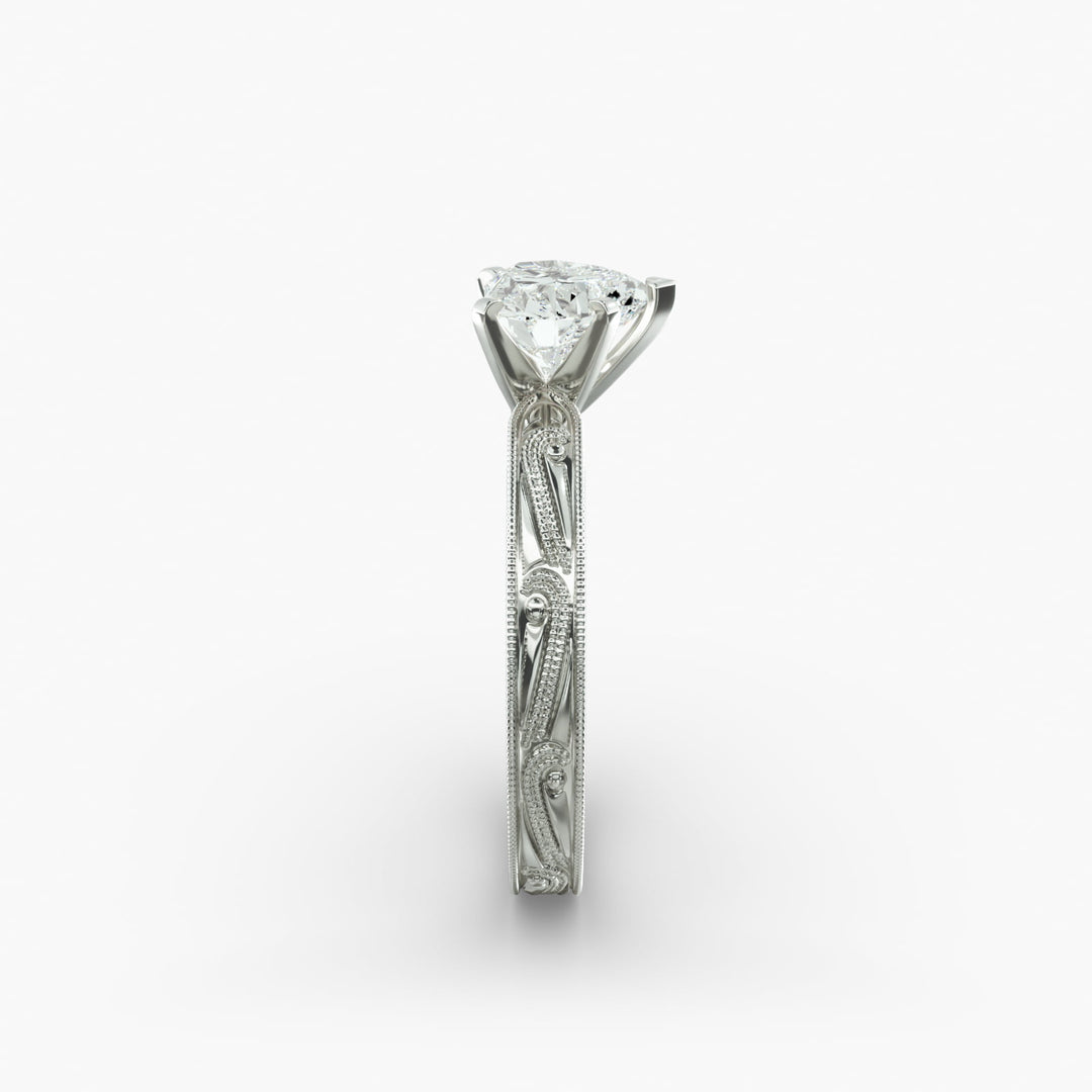 Heart Lab-Grown Diamond Ring – Milgrain Band Design | IGI Certified | 10K/14K/18K Gold