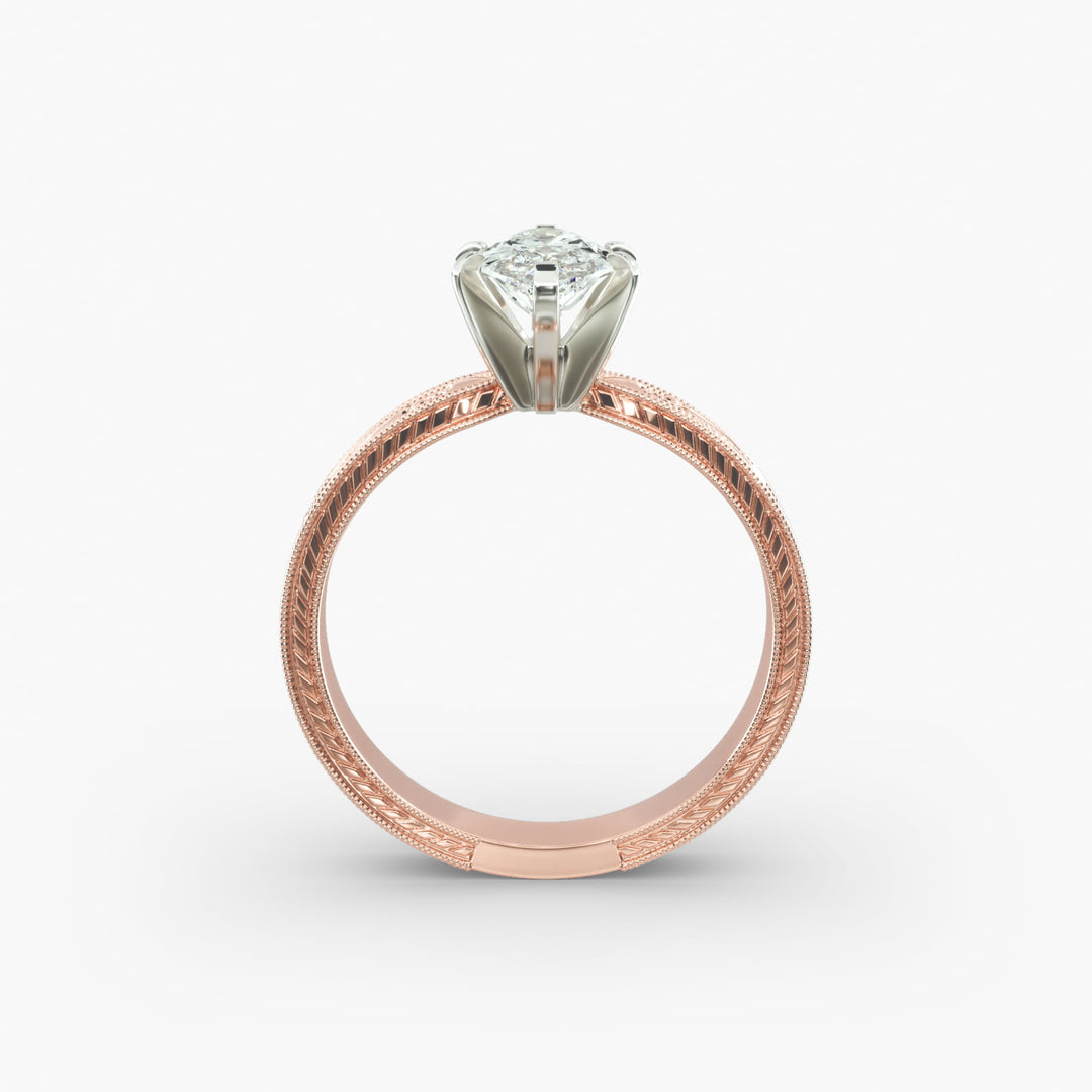 Marquise Lab-Grown Diamond Ring – Milgrain Band Design | IGI Certified | 10K/14K/18K Gold