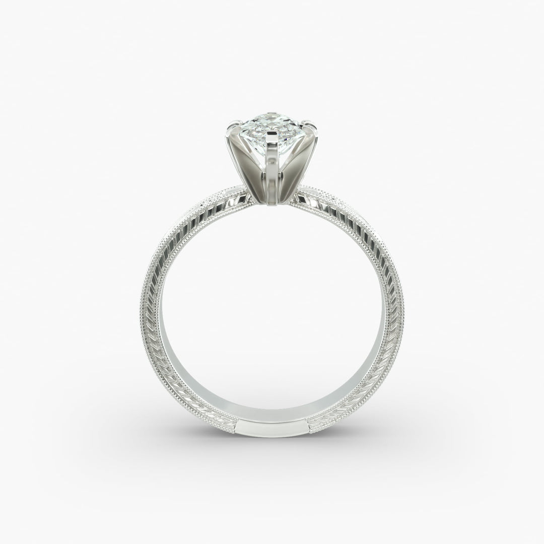 Marquise Lab-Grown Diamond Ring – Milgrain Band Design | IGI Certified | 10K/14K/18K Gold
