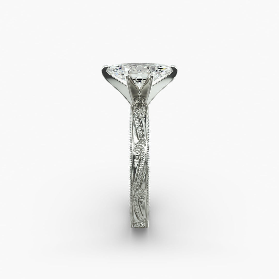 Marquise Lab-Grown Diamond Ring – Milgrain Band Design | IGI Certified | 10K/14K/18K Gold