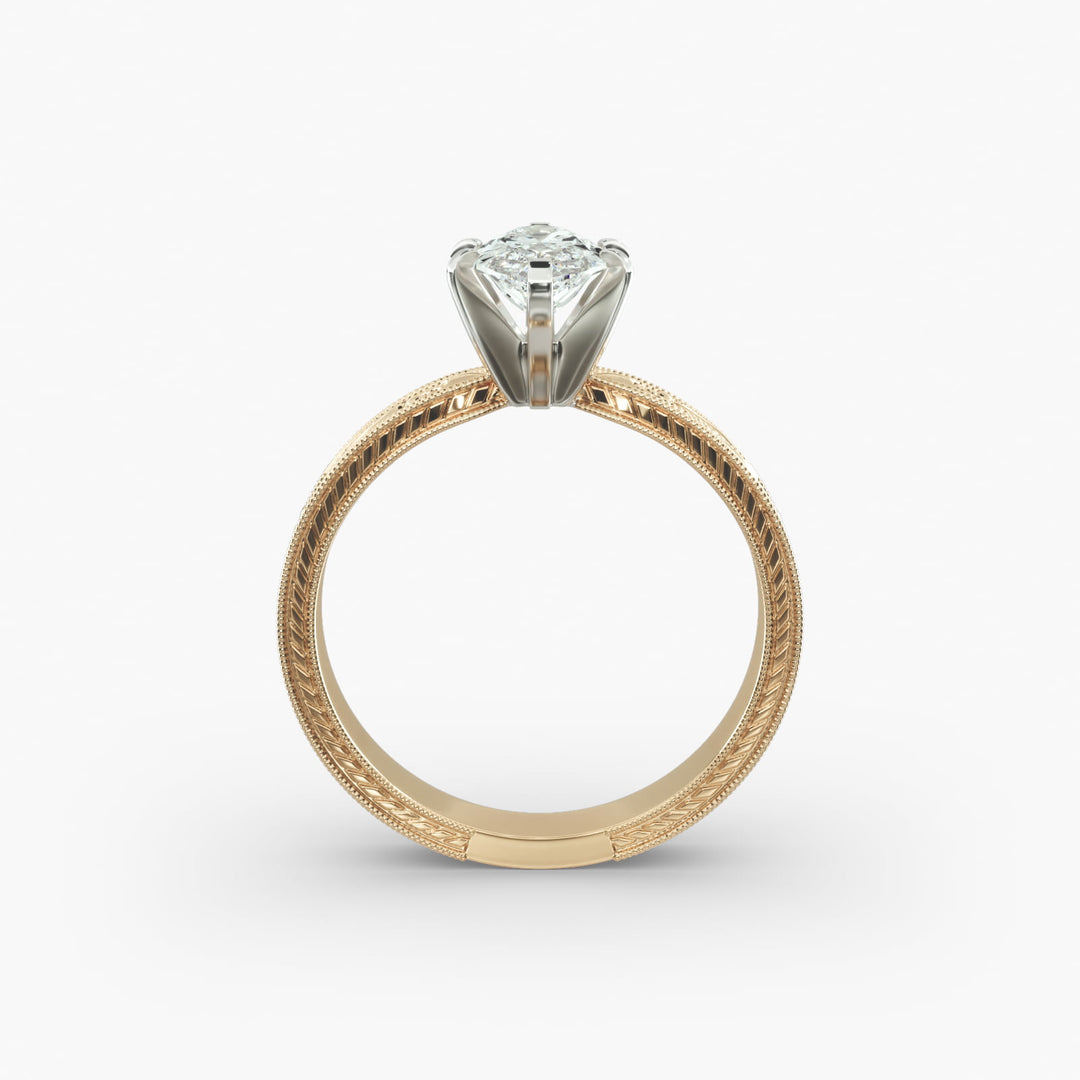 Marquise Lab-Grown Diamond Ring – Milgrain Band Design | IGI Certified | 10K/14K/18K Gold