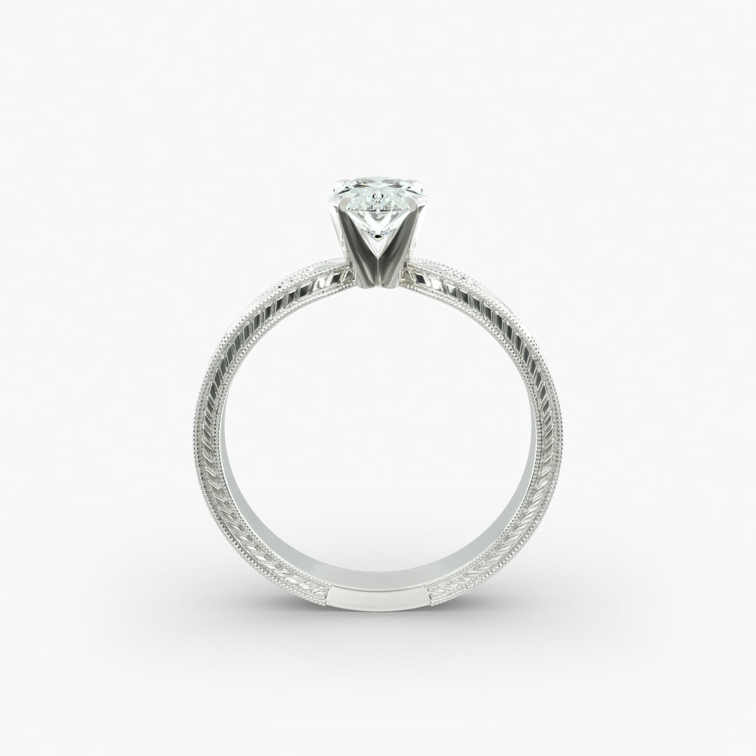 Oval Lab-Grown Diamond Ring – Milgrain Band Design | IGI Certified | 10K/14K/18K Gold