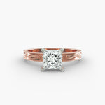 Load image into Gallery viewer, Princess Lab-Grown Diamond Ring – Milgrain Band Design | IGI Certified | 10K/14K/18K Gold
