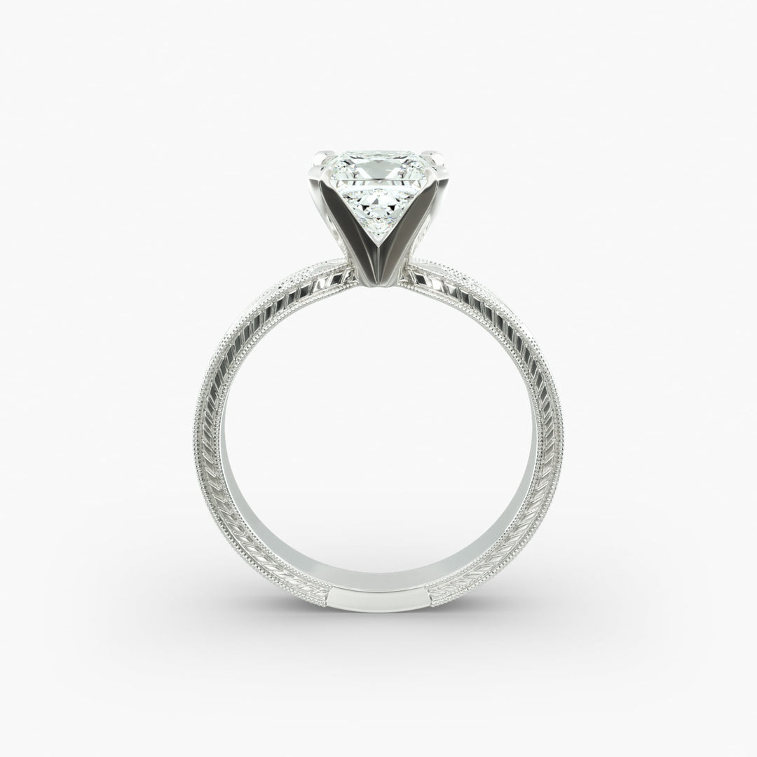 Princess Lab-Grown Diamond Ring – Milgrain Band Design | IGI Certified | 10K/14K/18K Gold