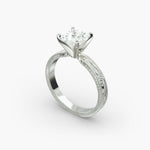Load image into Gallery viewer, Princess Lab-Grown Diamond Ring – Milgrain Band Design | IGI Certified | 10K/14K/18K Gold
