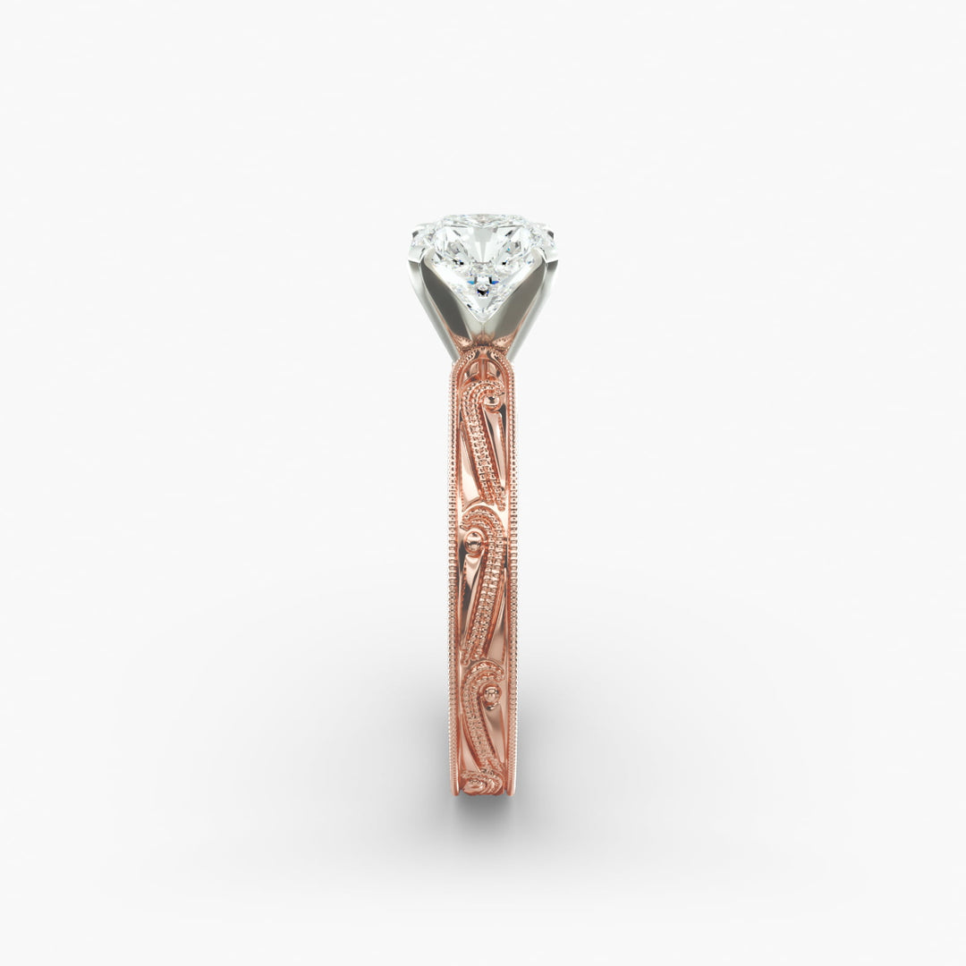 Radiant Lab-Grown Diamond Ring – Milgrain Band Design | IGI Certified | 10K/14K/18K Gold