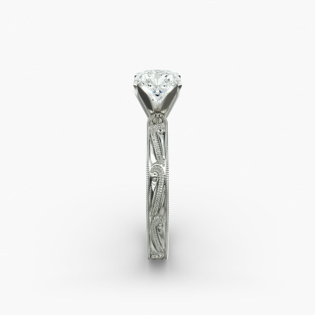 Radiant Lab-Grown Diamond Ring – Milgrain Band Design | IGI Certified | 10K/14K/18K Gold