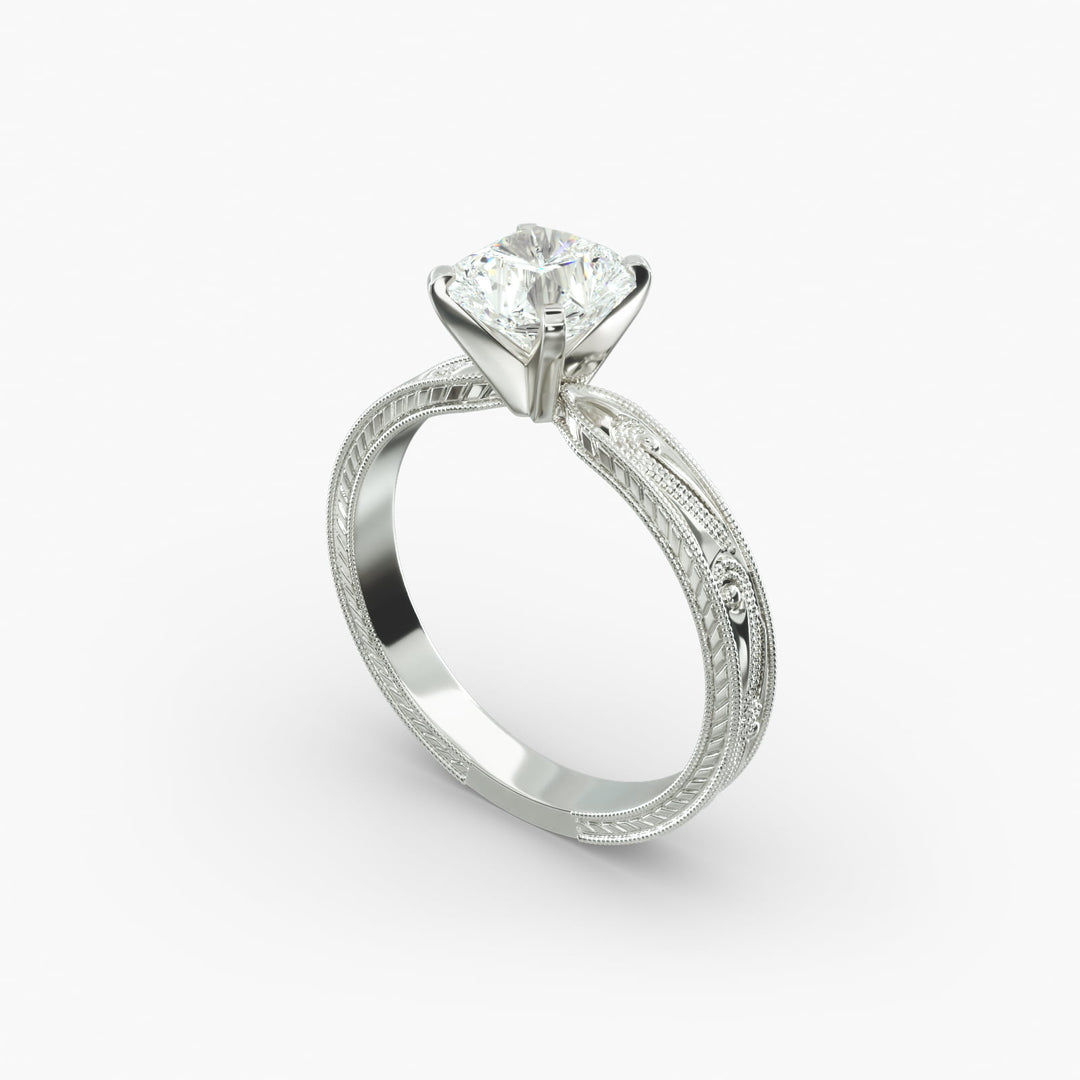Radiant Lab-Grown Diamond Ring – Milgrain Band Design | IGI Certified | 10K/14K/18K Gold