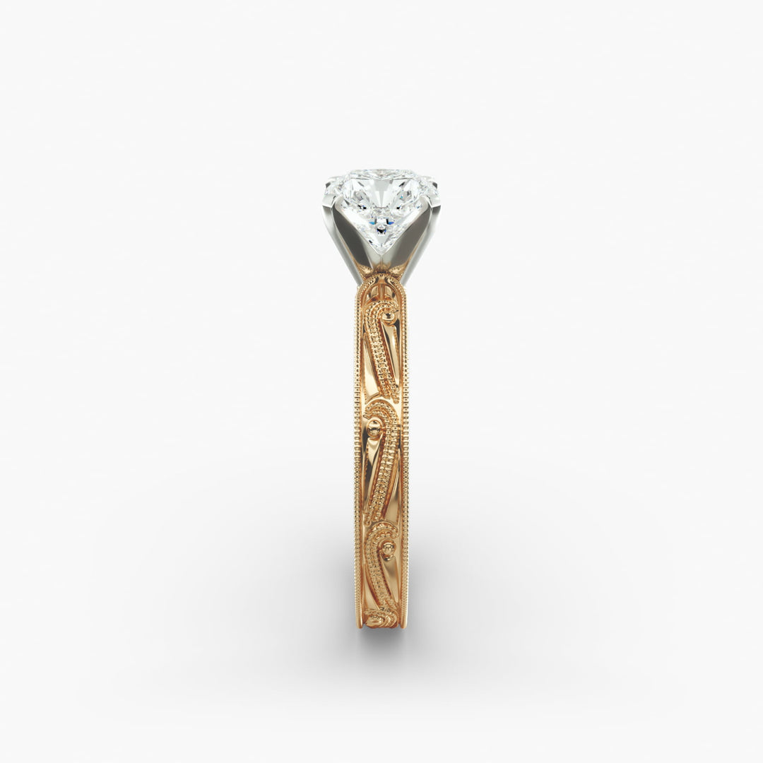 Radiant Lab-Grown Diamond Ring – Milgrain Band Design | IGI Certified | 10K/14K/18K Gold
