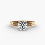 Load image into Gallery viewer, Round Brilliant Lab-Grown Diamond Ring – Milgrain Band Design | IGI Certified | 10K/14K/18K Gold
