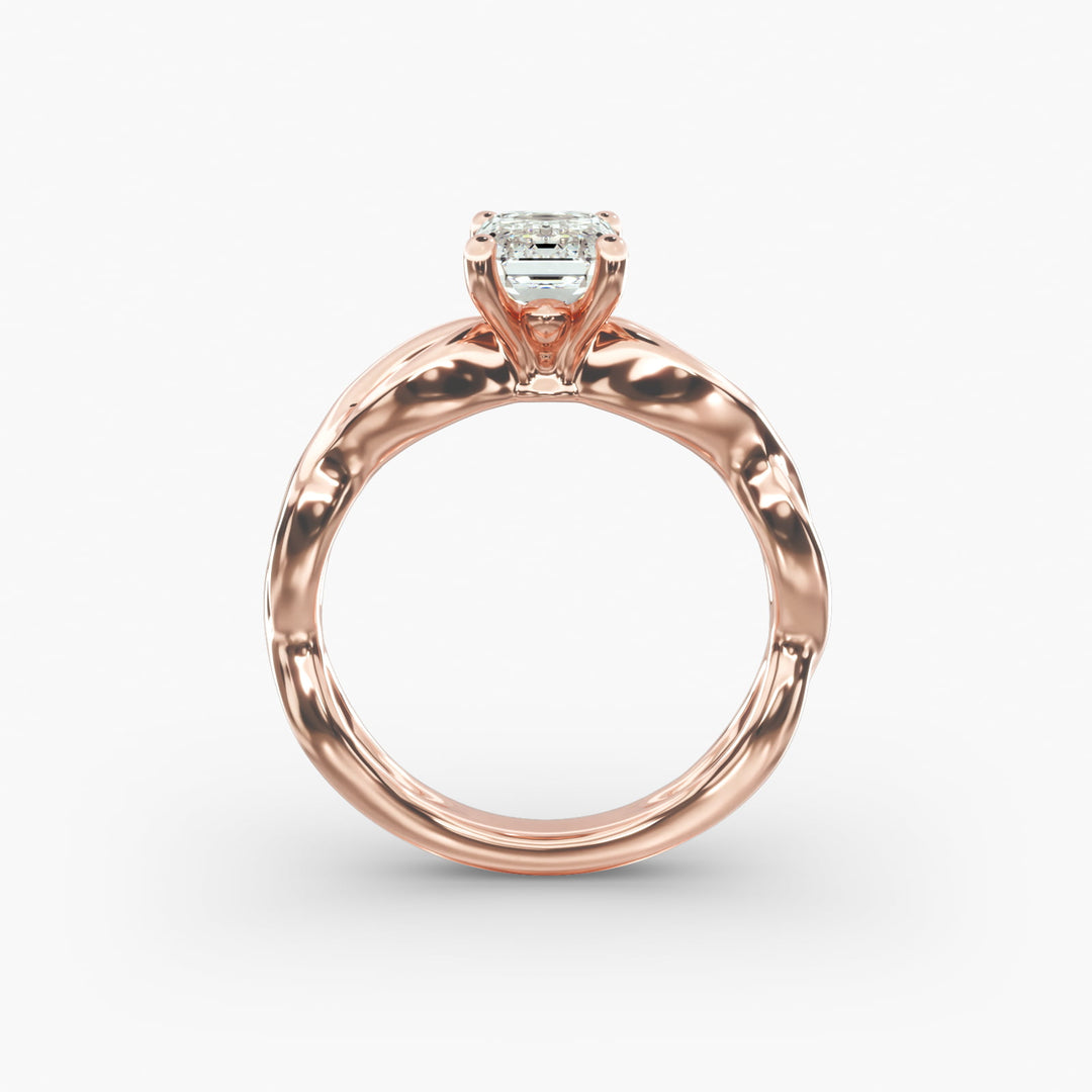 Emerald Cut Lab-Grown Diamond Twisted Band Ring | IGI Certified | 10K/14K/18K Gold