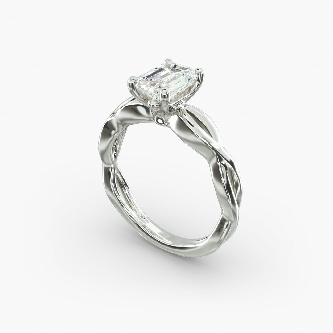 Emerald Cut Lab-Grown Diamond Twisted Band Ring | IGI Certified | 10K/14K/18K Gold