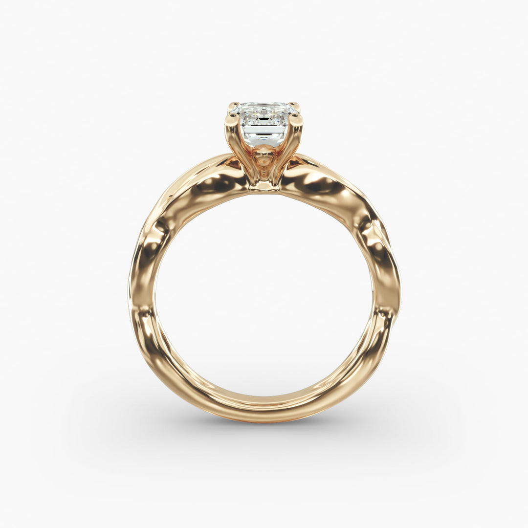 Emerald Cut Lab-Grown Diamond Twisted Band Ring | IGI Certified | 10K/14K/18K Gold