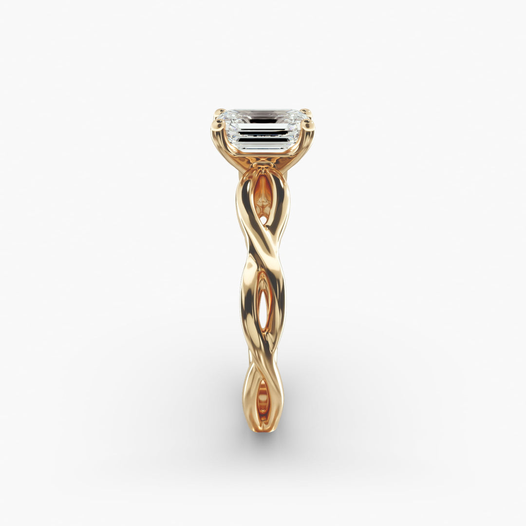 Emerald Cut Lab-Grown Diamond Twisted Band Ring | IGI Certified | 10K/14K/18K Gold