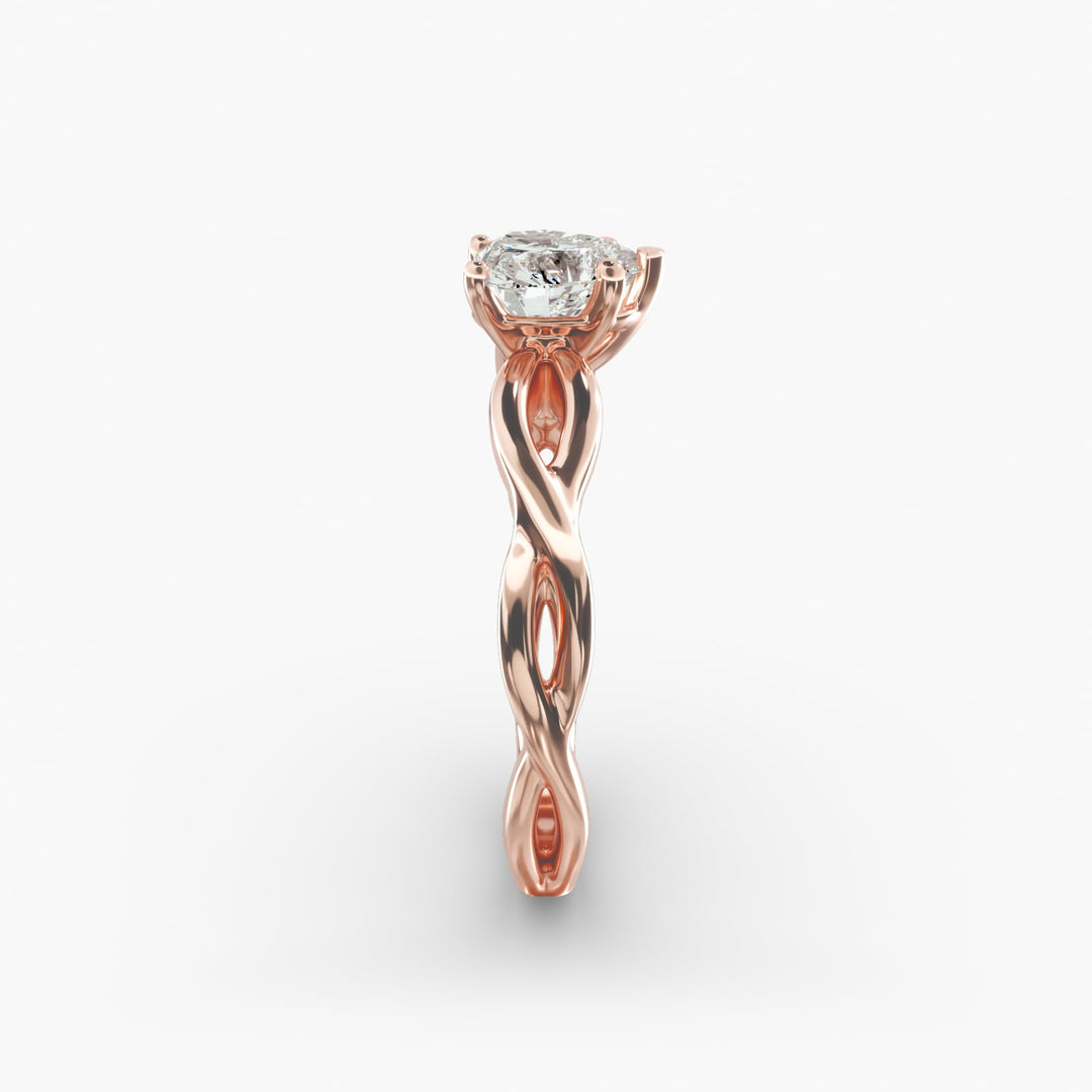 Heart Lab-Grown Diamond Ring – 5-Prong Twisted Band | IGI Certified | 10K/14K/18K Gold