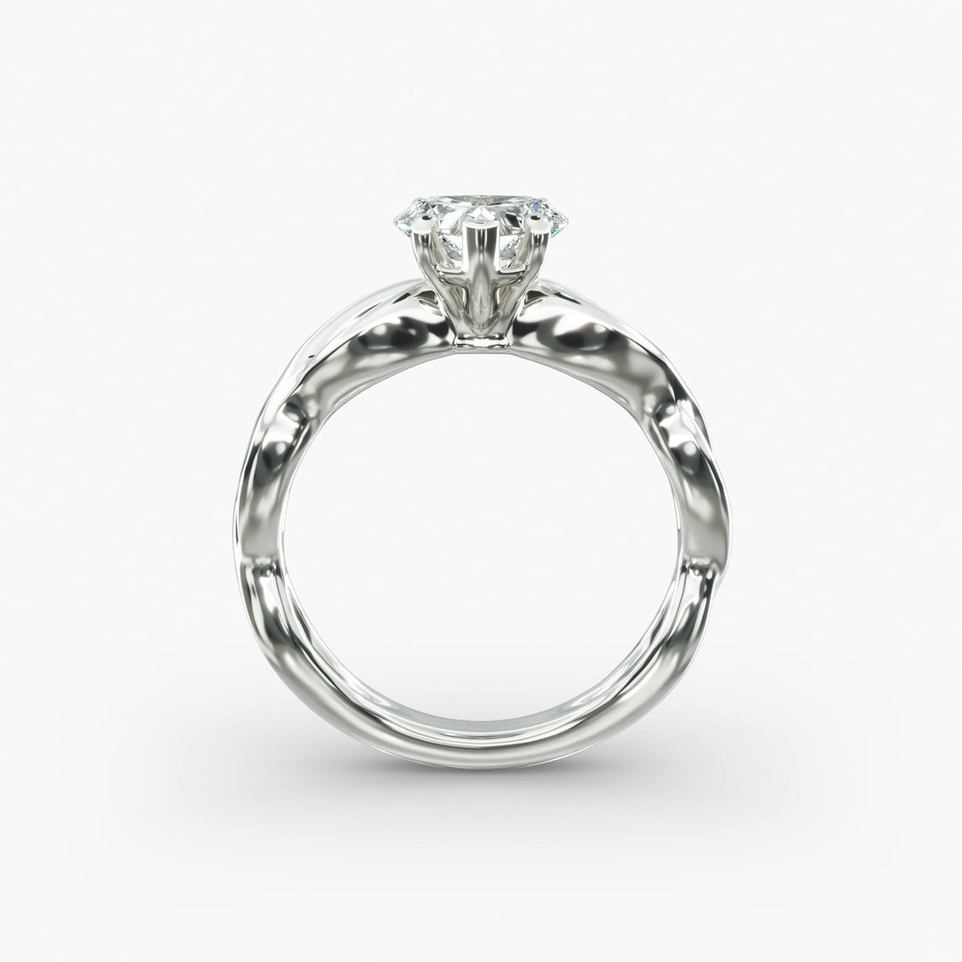 Heart Lab-Grown Diamond Ring – 5-Prong Twisted Band | IGI Certified | 10K/14K/18K Gold
